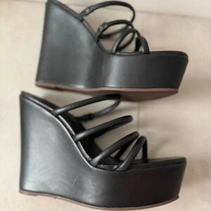 Schultz Carl Strappy platform wedge sandal black size 9.5